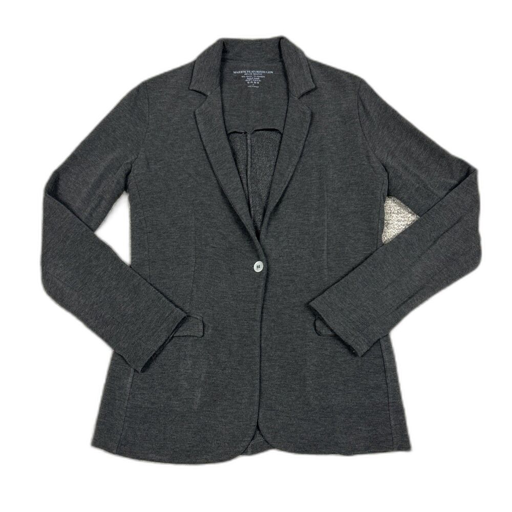 Majestic Filatures Deluxe Teeshirt Blazer Womens 2 Medium Gray French TouchSoft